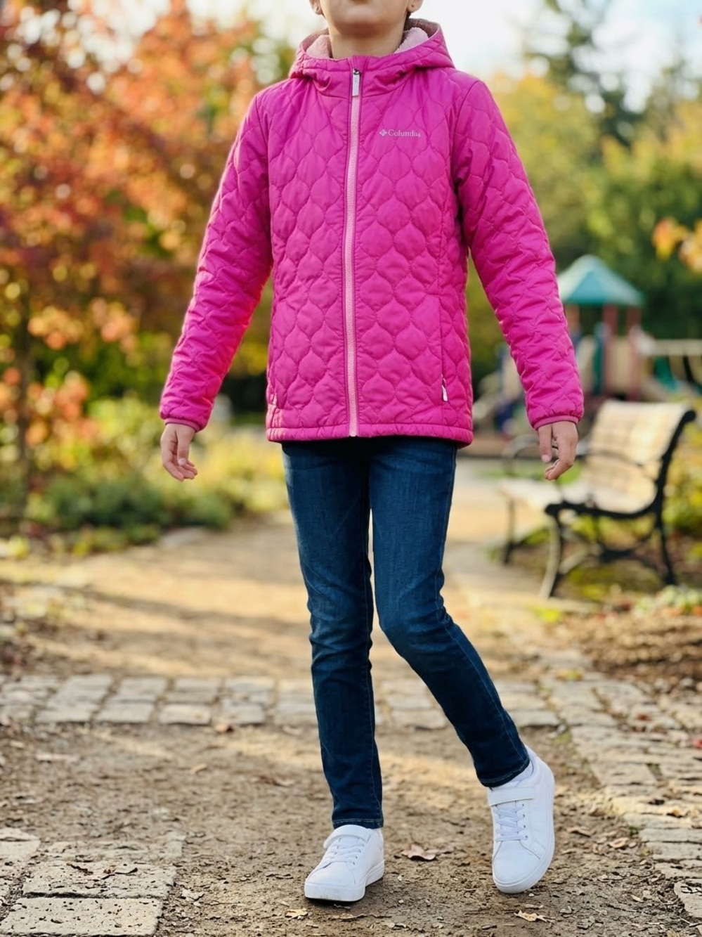 Columbia Girls Bella Plush Reversible Puffer Jacket Coat Pink M 10/12 WG1483